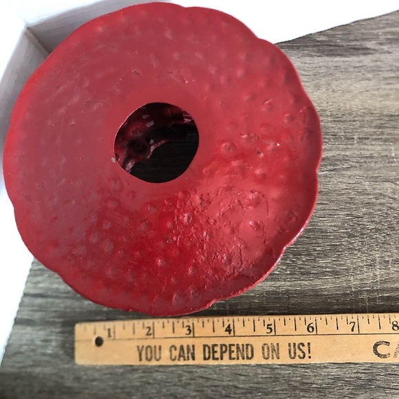 Vtg Red Heavy Cast Metal Lantern Decor - Picture 7 of 14